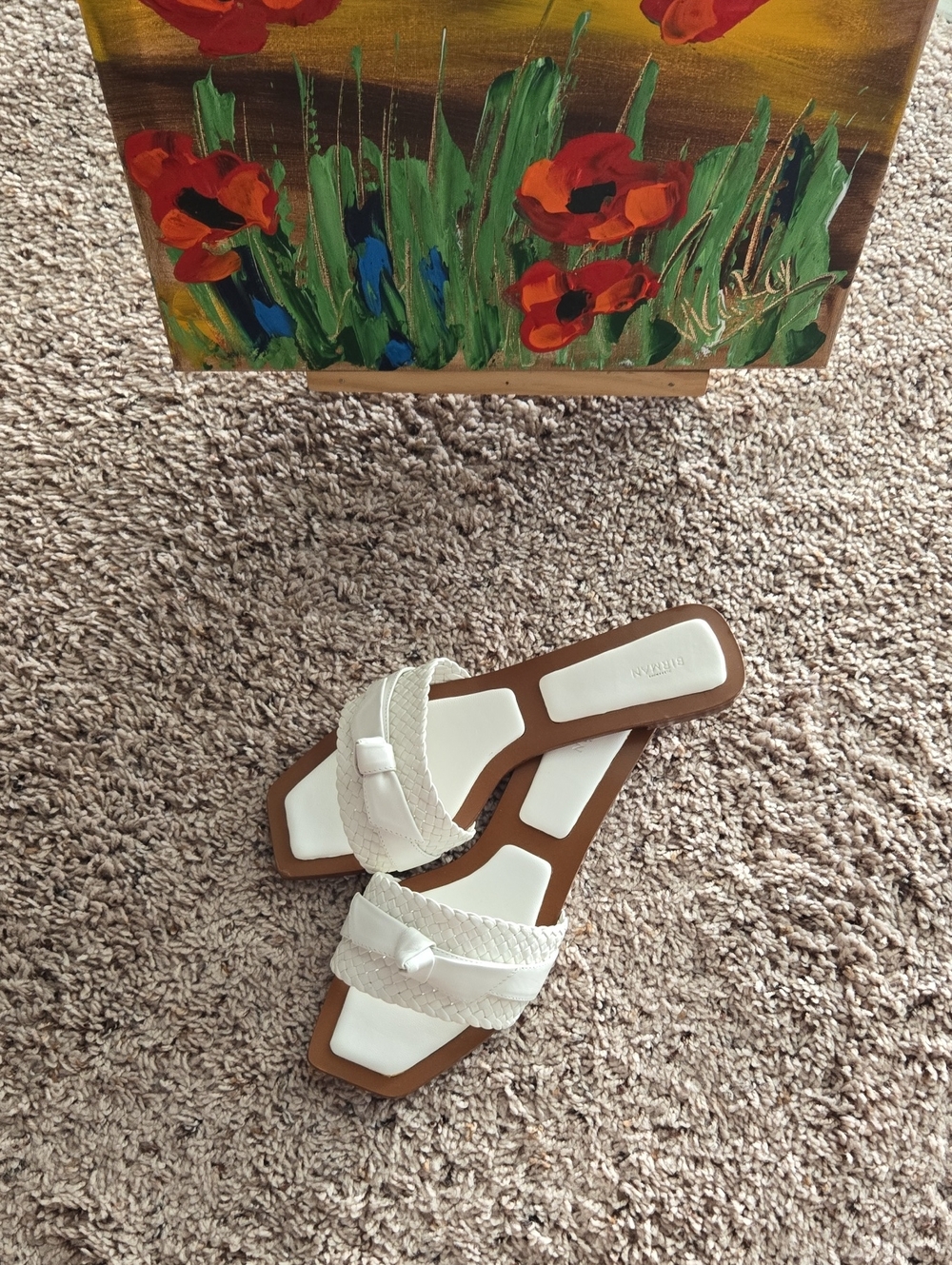 Alexandre Birman White Braided Leather Slide Mules